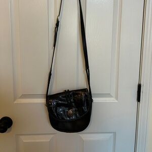 Brighton Black Croc-Pattern Crossbody Bag